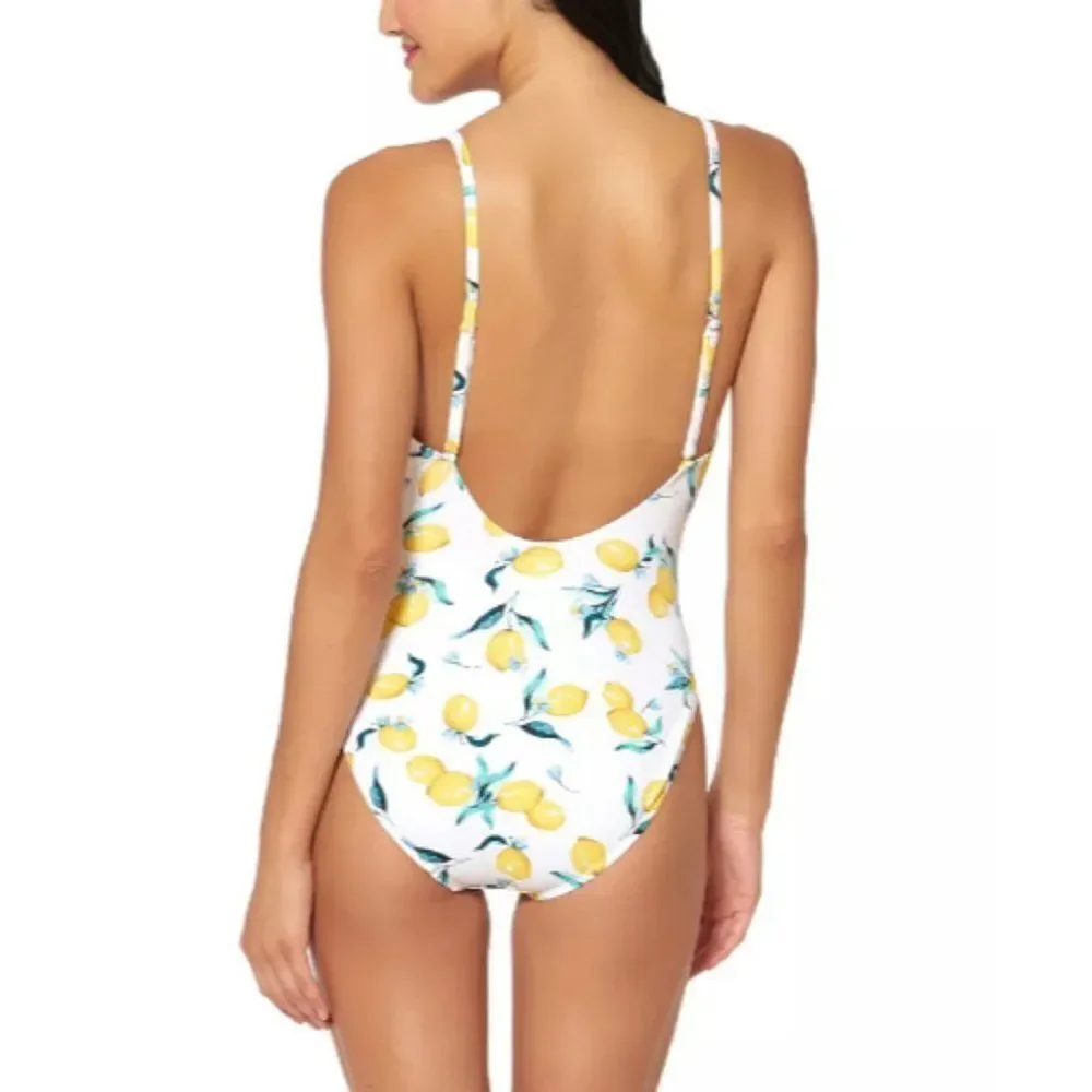 Jessica Simpson Women's Nice Lemons Printed Tie-Waist One-Piece Swimsuit…